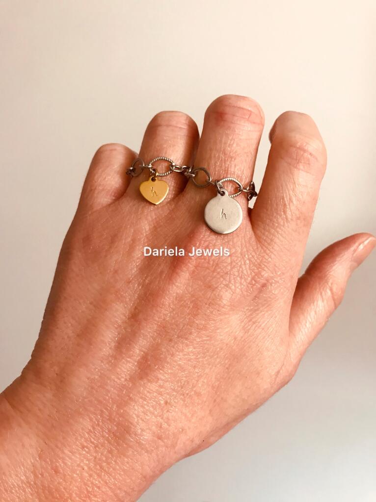 Duo de bagues chaînettes initiales Oscar et Roma - Bagues personnalisables
