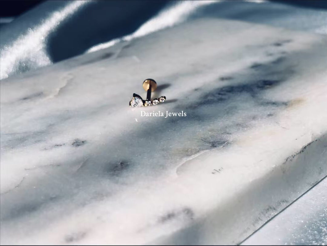 Piercing Idil en acier inoxydable 316L avec cœur et strass oxyde de zirconium