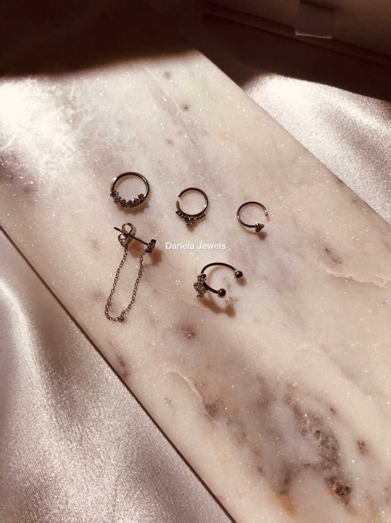 Box Bijoux 5 piercings en acier inoxydable - Box Piercing Silver
