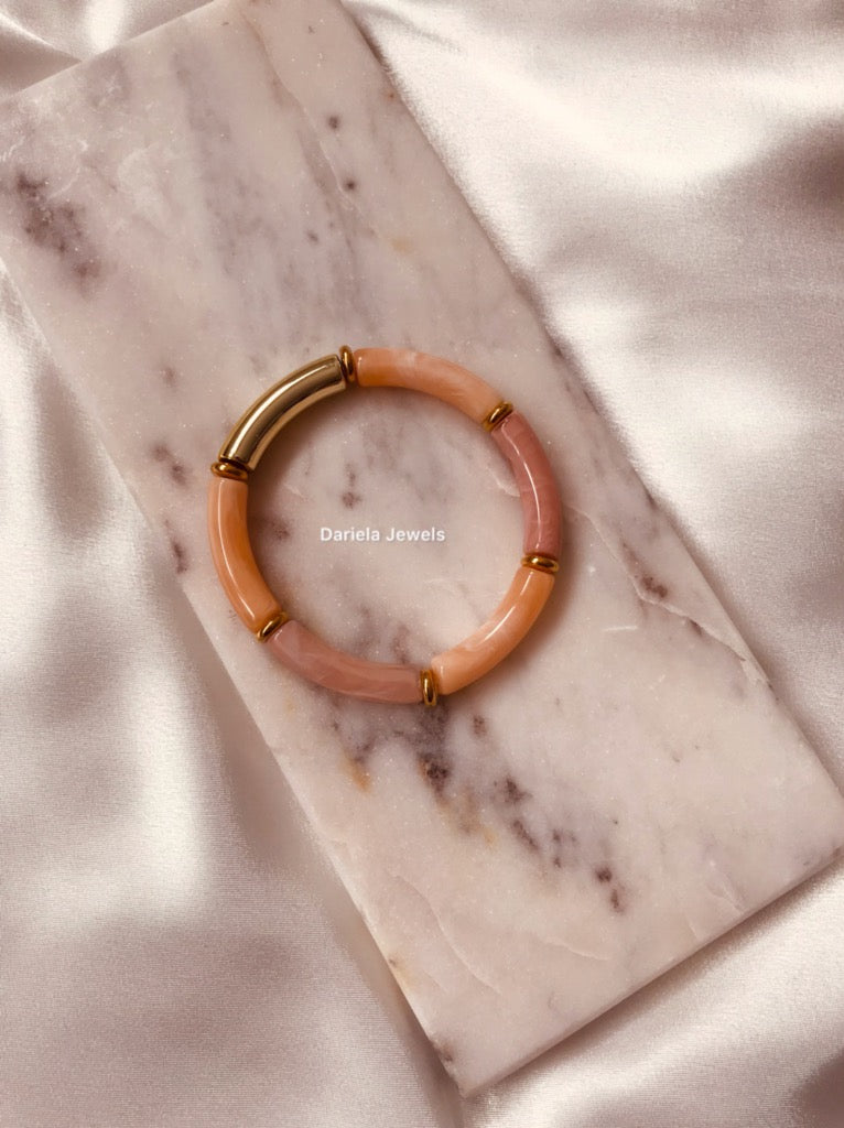 Bracelet en perles tubes acrylique - Bracelet Janahina