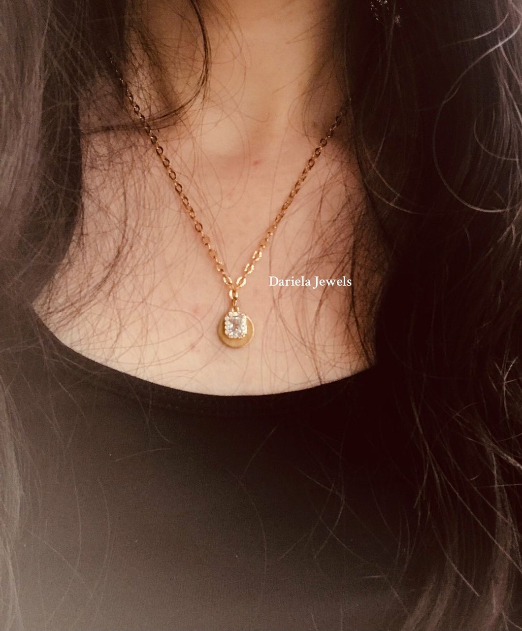 Collier Double pendentif initiale et oxyde de zirconium Erin